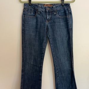 Frankie b. low rise flair jeans.